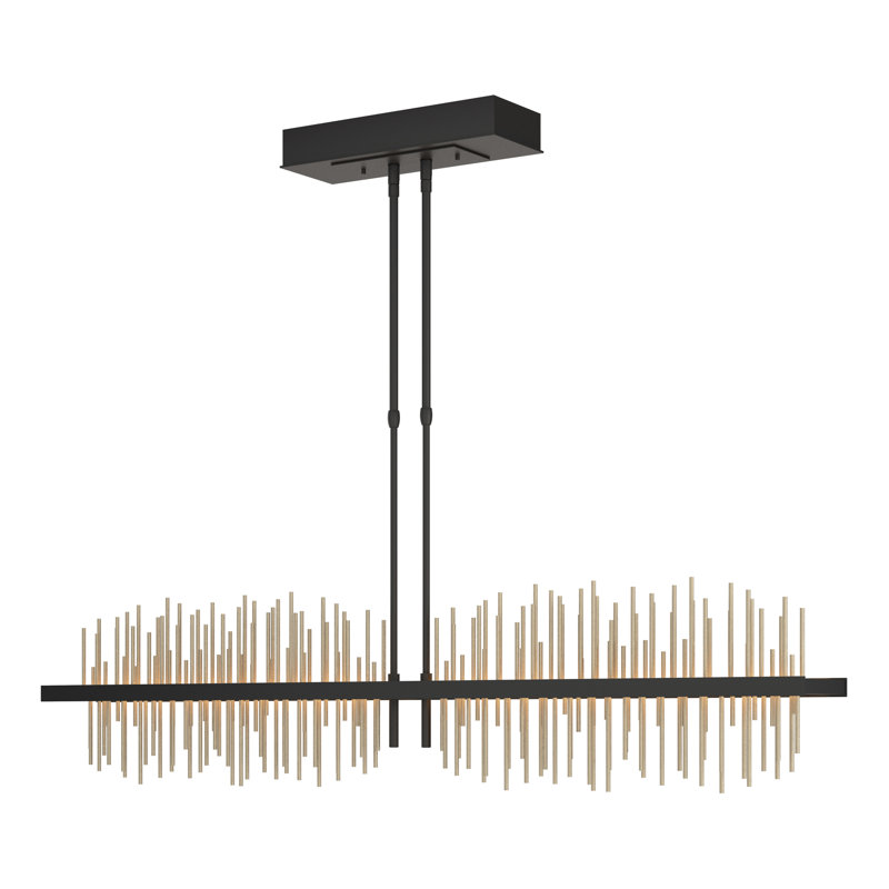 Luminaire suspendu linéaire à 1 lumière pour îlot de cuisine Gossamer, Noir, Or doux