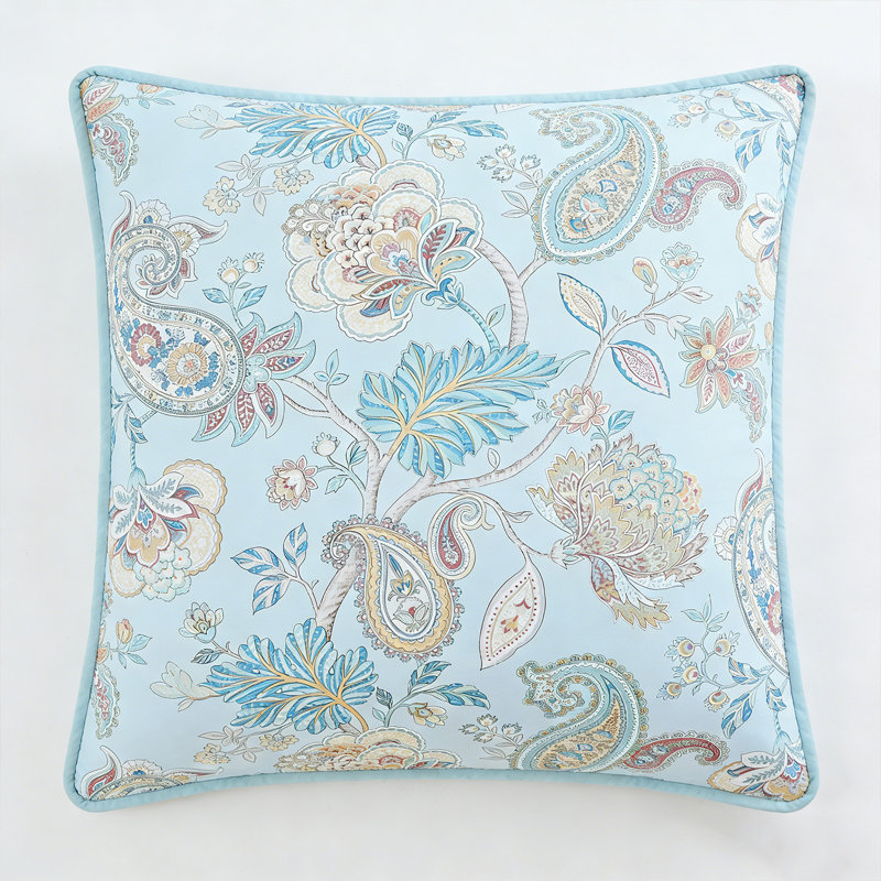 Blue Floral Throw Pillow Case 26x26 Inch - Colorful Flowers Decoration Pillow Cover Vintage Wildflowers Pillows Cover Outdoor Farmhouse Plant Cushion Case for Home Couch Bed Sofa