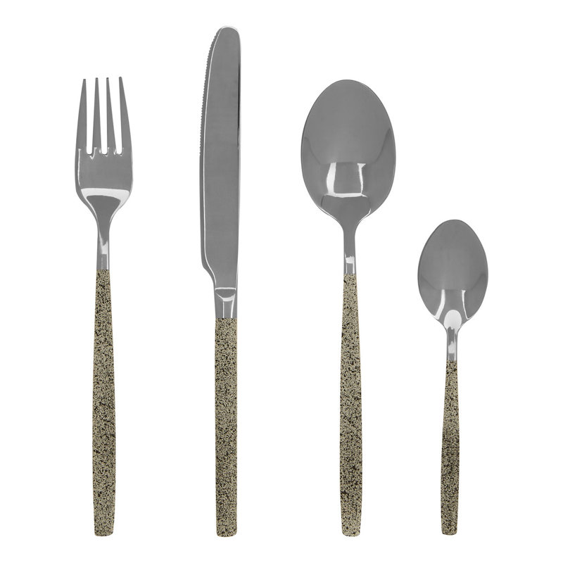 Laith 16 Piece Cutlery Set, Service for 4, White Marble