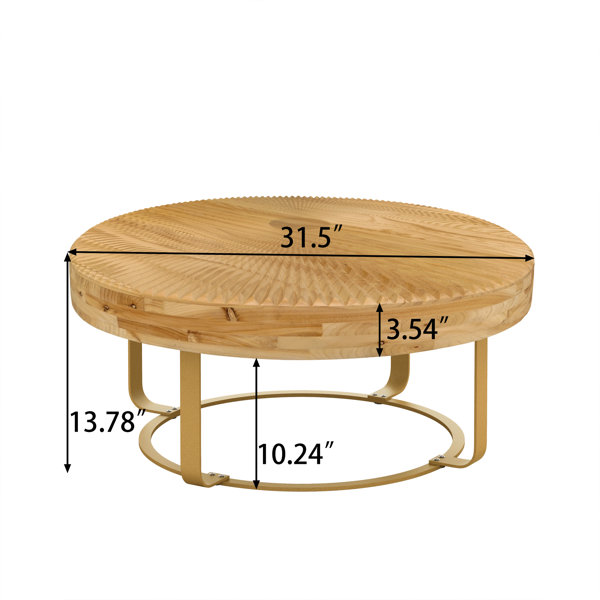 East Urban Home Modern Coffee Table With Wood Carving Pattern And Metal ...