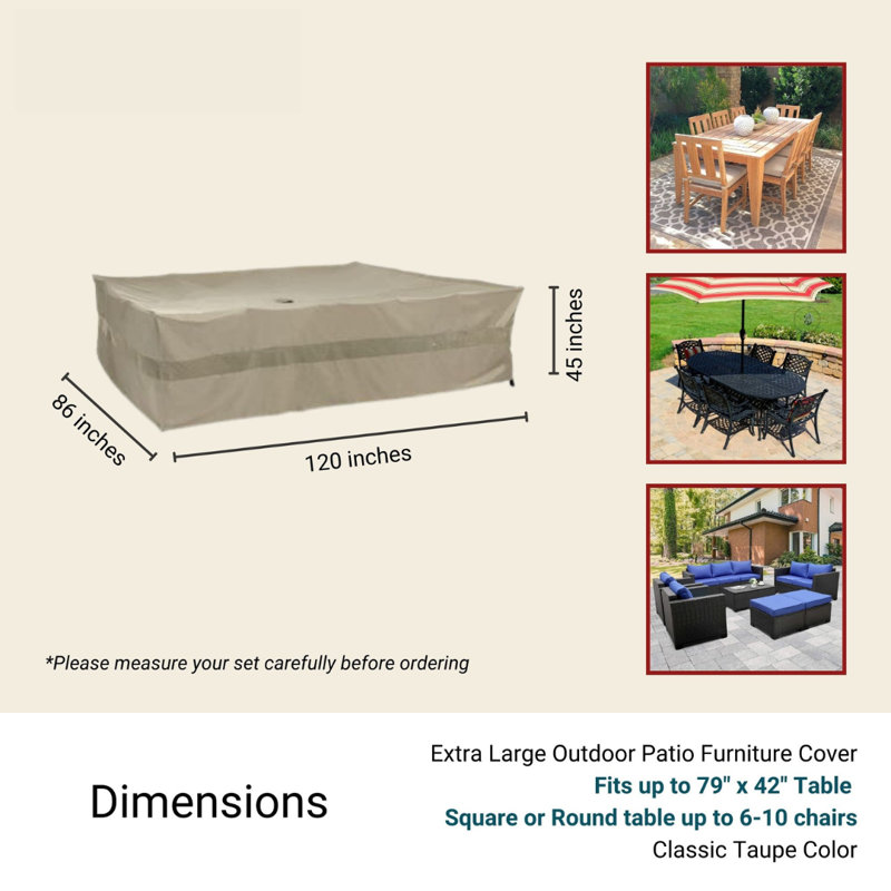 Outdoor Patio Dining Set Cover, Classic Taupe