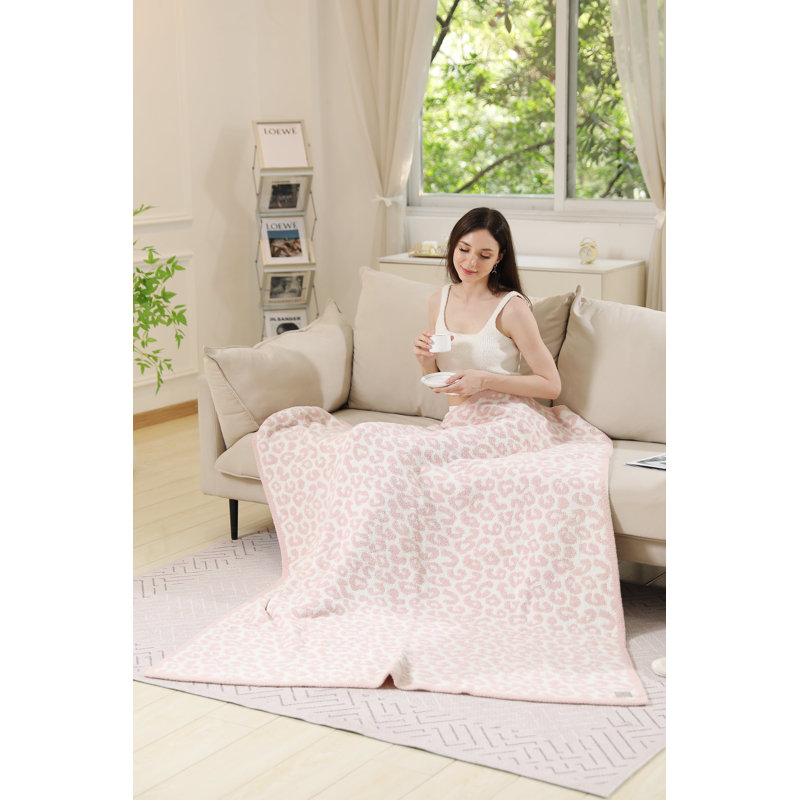 Leopard Pattern Luxury Soft Throw Blanket, Pink