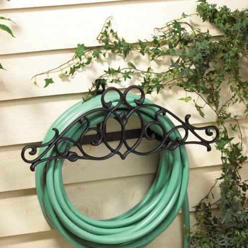 Black Aluminum Tendril Wall-Mount Hose Holder