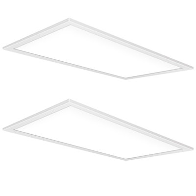 2 x 4 lumières à panneau plat à DEL, UGR est moins de 19 antireflet, 3000 à 5000 K, 50/60/70 / 90W sélectionnable, jusqu'à 10000LM, 120-277V, 0-10V à intensité variable pour le bureau, homologué UL et ETL - 2PK