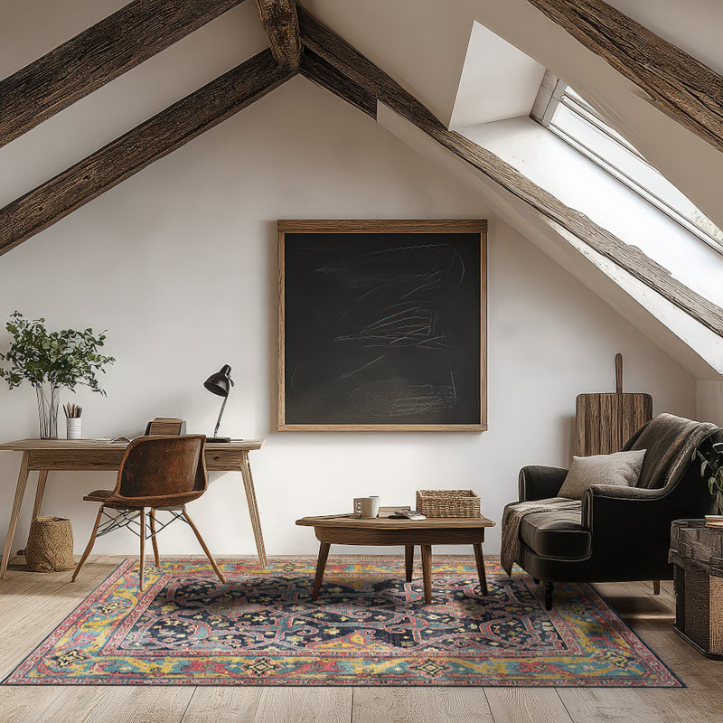 Tapis bleu moderne en laine noué à la main, 8 pi x 10 pi