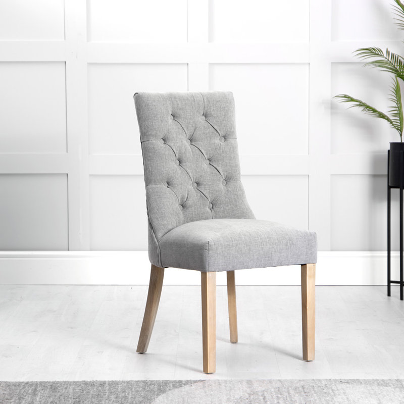 Morcott Curved Button Back Dining Chair, Grey, Grey, 3
