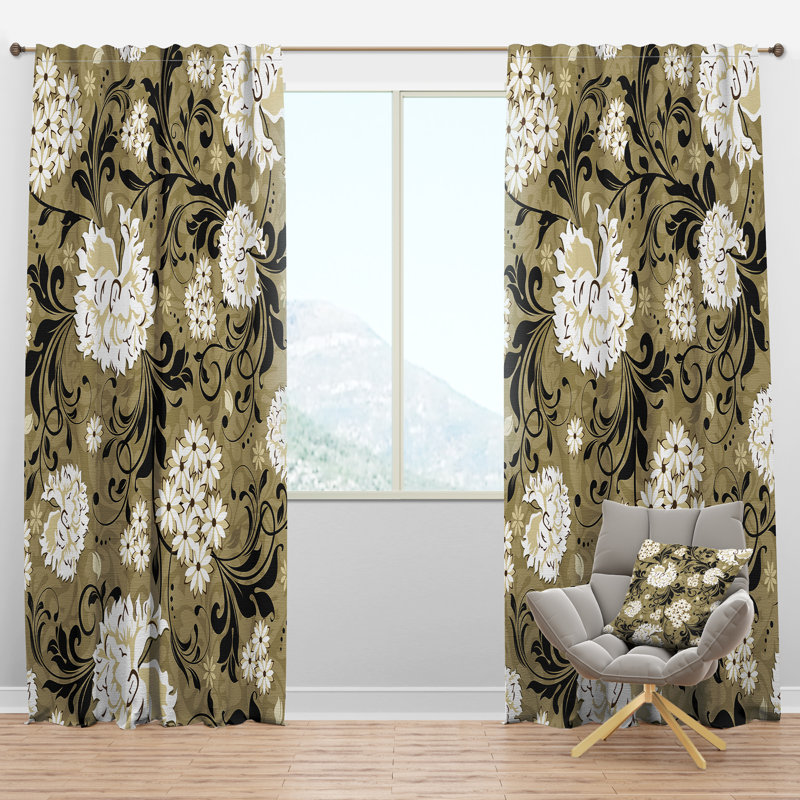 Panneau de rideau simple semi-transparent rétro Mid-Century, l 52 po x L 95 po