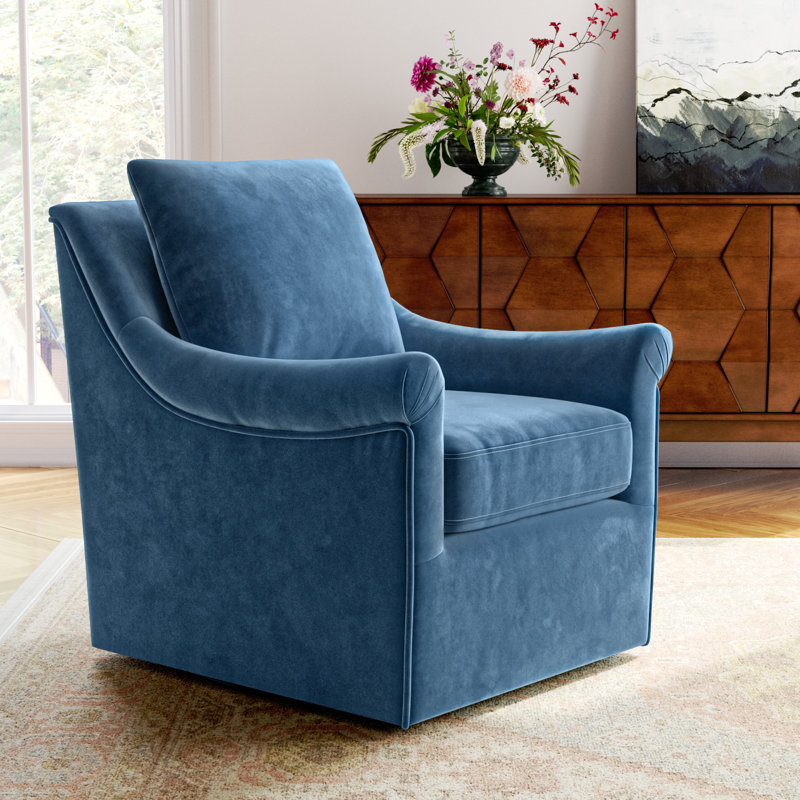 Atlanta Velvet Swivel Armchair, Blue