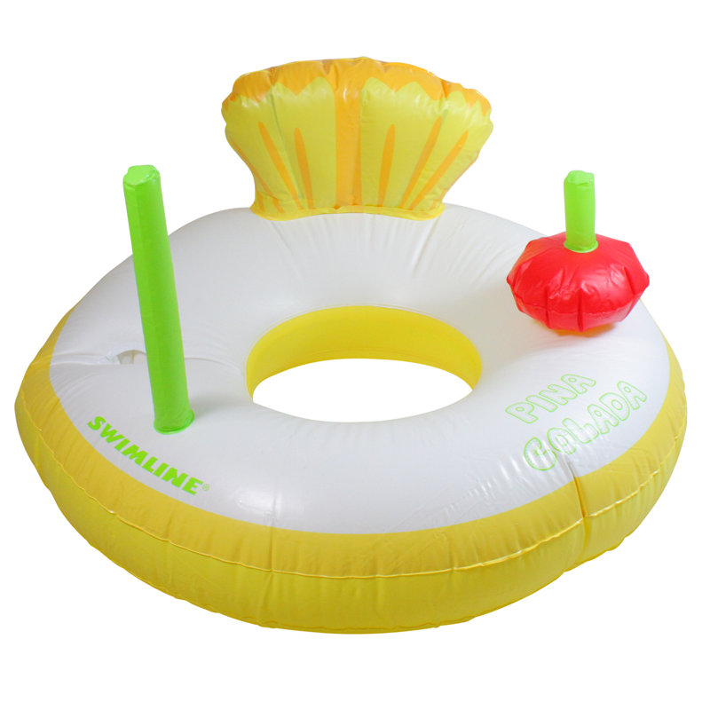 41" Inflatable Yellow And White Pina Colada Swimming Pool Ring Float
