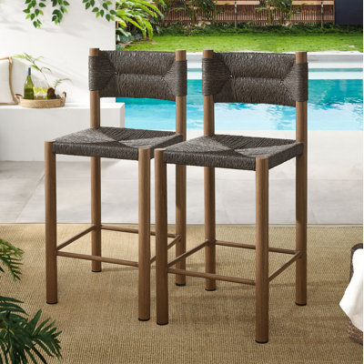 Ensemble de 2 tabourets de comptoir d'extérieur en rotin et aluminium Parkland