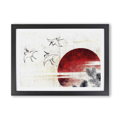 Cranes at Sunset by Katsushika Hokusai - Framed Print