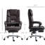 Fauteuil inclinable en cuir Pu pour ordinateur avec 6 massages, chaleur lombaire, hauteur réglable, repose-pieds, inclinaison, vibration brune et fonction d'inclinaison du siège