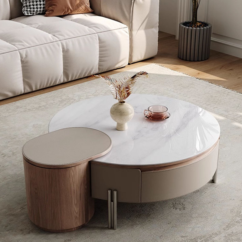 Coffee Table with Saddle Leather Surface