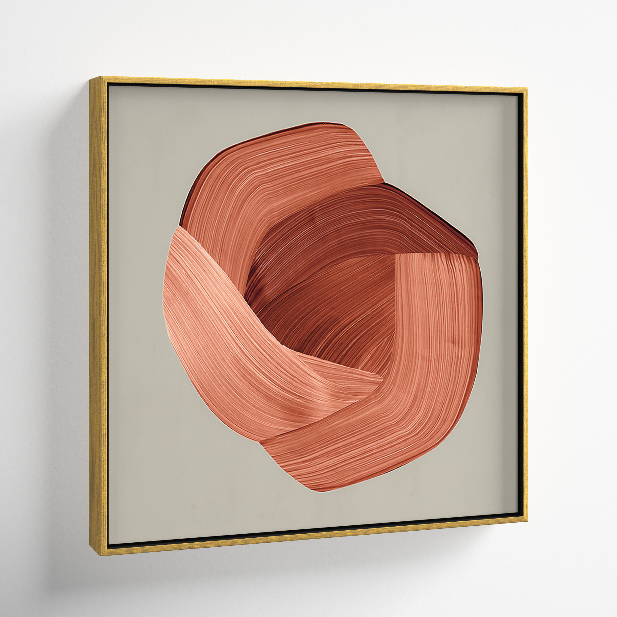 Crema - Floater Frame Painting Print on Canvas, Gold Framed, 17.5" H x 17.5" W x 2" D