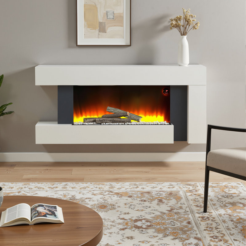 Latitude Run 58cm W White Electric Fireplace with 5120 BTU