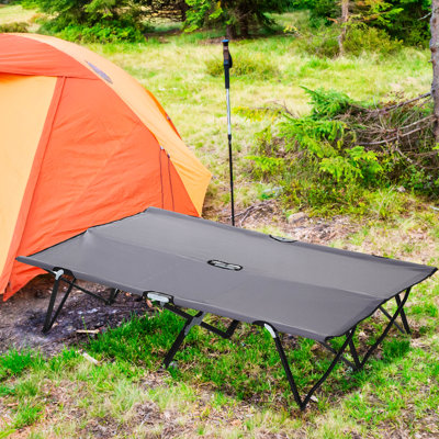 Lit de camping pour 2 personnes - très grand lit portatif avec sac de transport, lit surélevé pour le camping, la plage, la randonnée, un lit pliant pour adultes gris, un plaisir mémorable et des loisirs