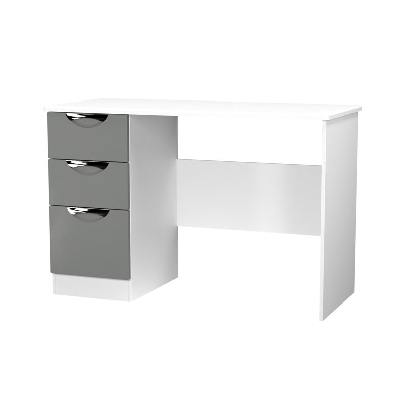 Bhodhini 3 Drawer Desk  (Ready Assembled), Dusk Grey/White