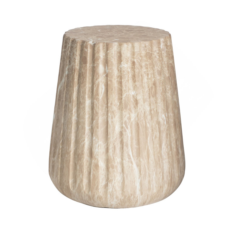 Outdoor Cleme Carved Side Table, Gold, Gold