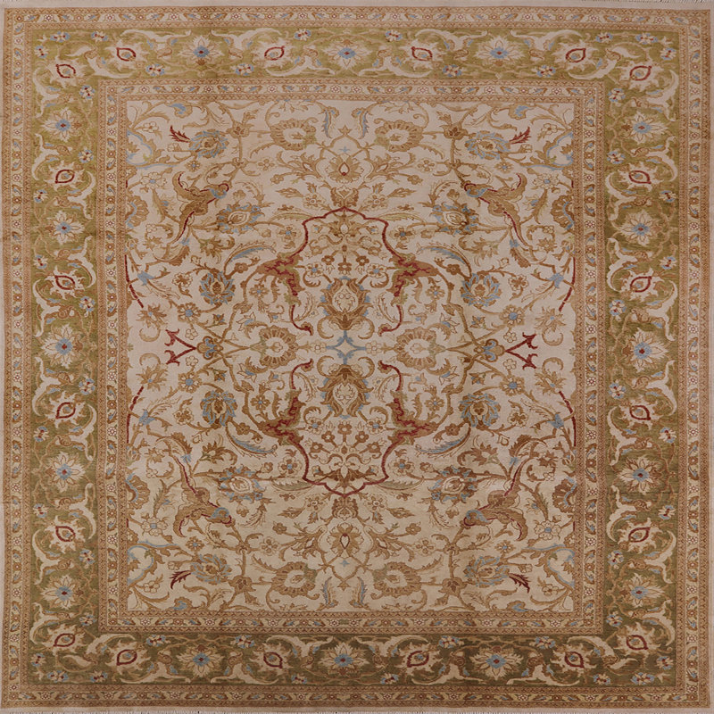 Tapis brun à motif oriental, Carré 7 pi