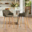 Ensemble de 2 tabourets de bar modernes avec îlot de cuisine avec dossier, accoudoirs, repose-pieds et tabourets de bar rembourrés en tissu de lin-275740734