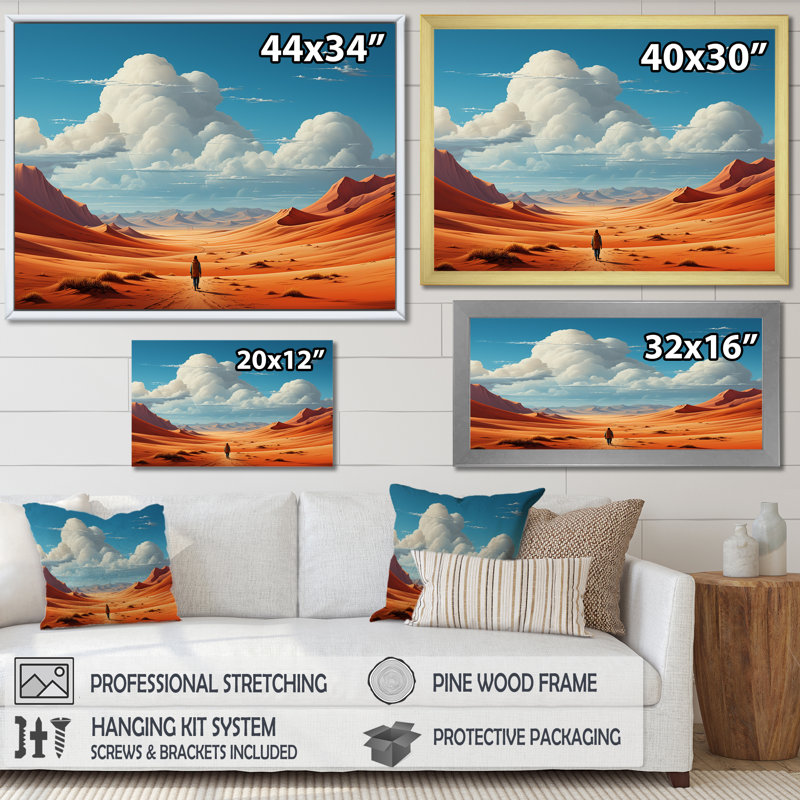 Espace brun brun, désert de l'espace sur Mars, planète II - Art mural, Toile tendue, H 12 po x l 20 po x P 1 po