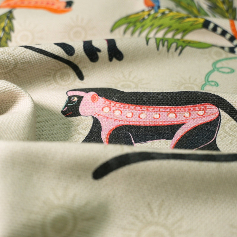 Monkey Palm Heavyweight Linen Fabric, Savannah;Mango