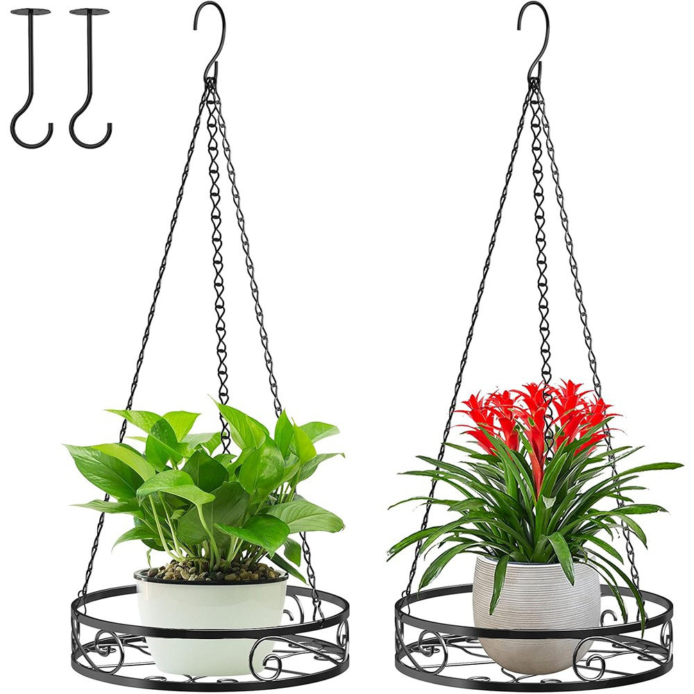 2-pack Hanging Planters For Indoor Plants - Heavy Duty Metal Plant Hanger Indoor With 3 Chains And Hooks  Aesthetic Hanging Plant Holder For An