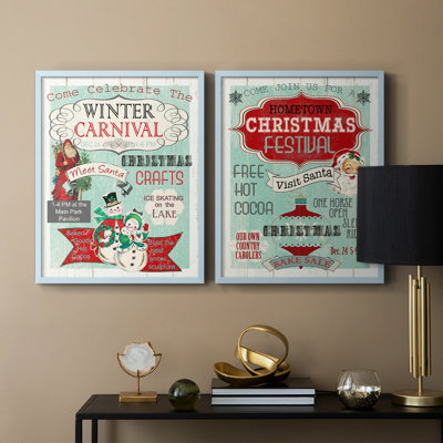 Bright Christmas Carnival - reproduction encadrée de qualité supérieure - prête à être accrochée - aucun clou requis - aucun clou requis