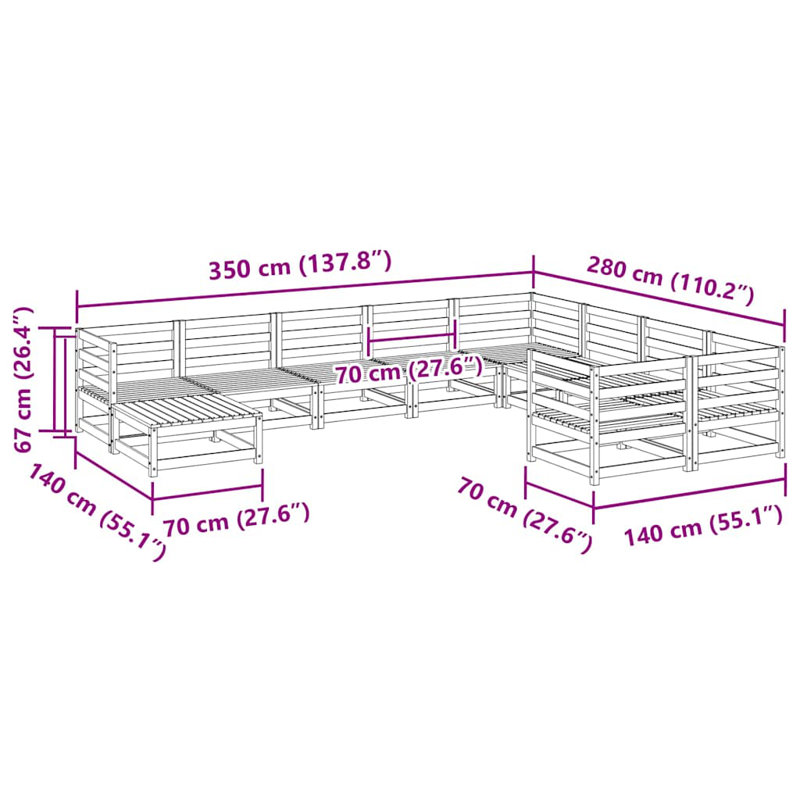 1000.00cm Wide U-Shaped Patio Sectional Set