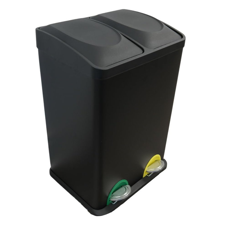 Daimien Stainless Steel Step On Kitchen Trash Can - 40L, Black, 58cm H x 40cm W x 66cm D