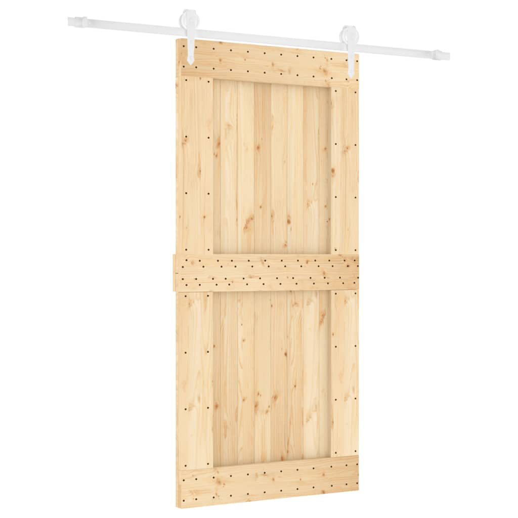 Vidaxl Sliding Door With Hardware Set 100X210 Cm Solid Wood Pine