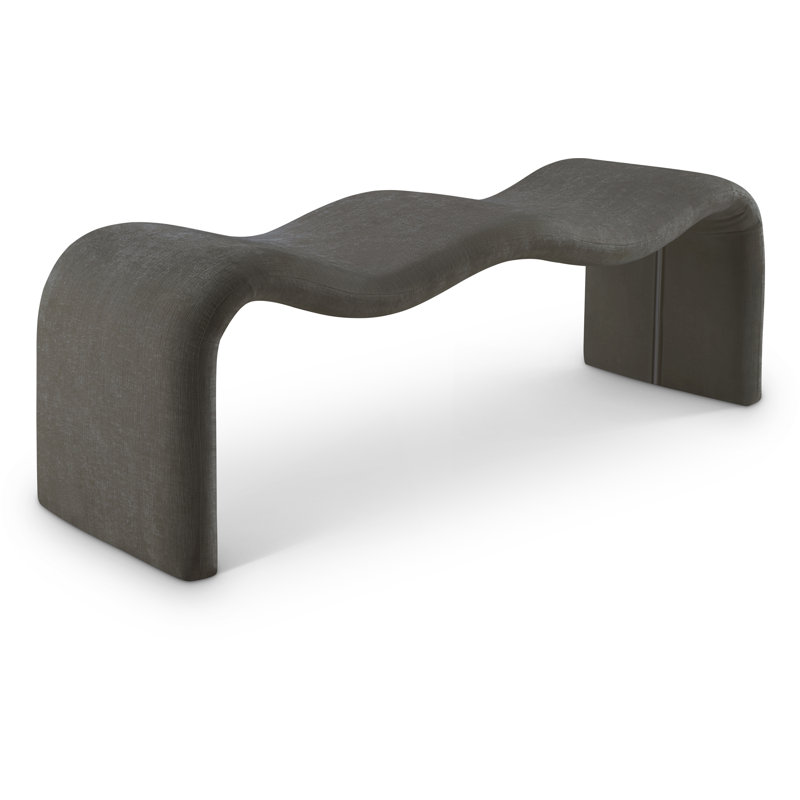 Monifa Chenille Fabric Bench, Grey Chenille Fabric