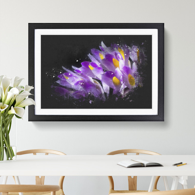 Wild Purple Orchid Flowers - Picture Frame Graphic Art Print, Black Framed, 27cm H x 36cm W x 2cm D