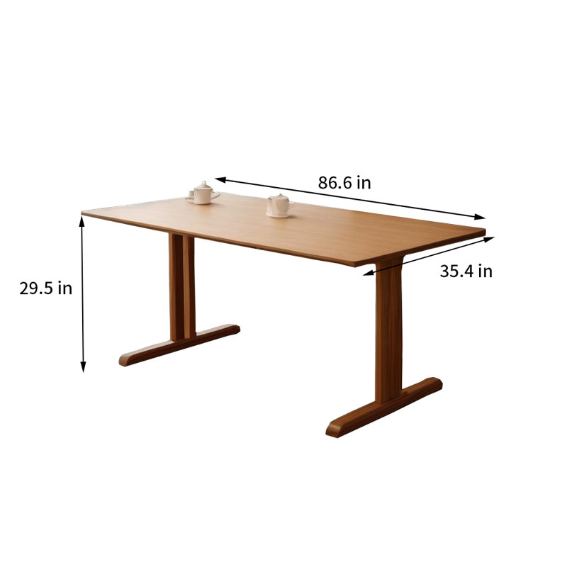 Latarcha Teak Solid Wood Top Dining Table, 29.5" H x 86.6" L x 35.4" W