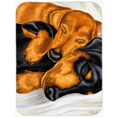 Caroline's Treasures Dachshund Snuggles Glass Cutting Board