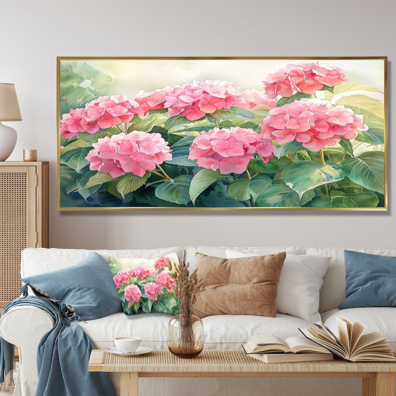 Ingelotte - Floral Wall Art, H 28 po x l 60 po, Impression encadrée flottante, Doré