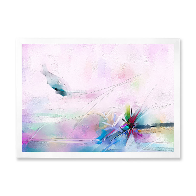 Pinceau Ocean Waves Impression V - reproduction de cadre flottant sur toile, H 30 po x l 40 po x P 1,5 po, Cadre photo blanc