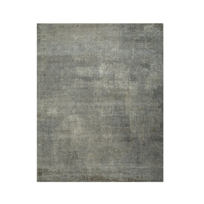 8' X 10' Gray Abstract Hand Knotted Area Rug