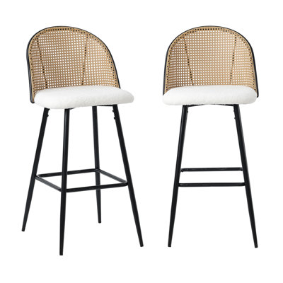 Boho Upholstered Counter Stool with Metal Frame