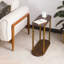 Table d'appoint étroite ovale en bois massif, petite table basse à piédestal pour le salon, design minimaliste moderne pour les petits espaces, table inclinable (noyer foncé, grand)-1841860477