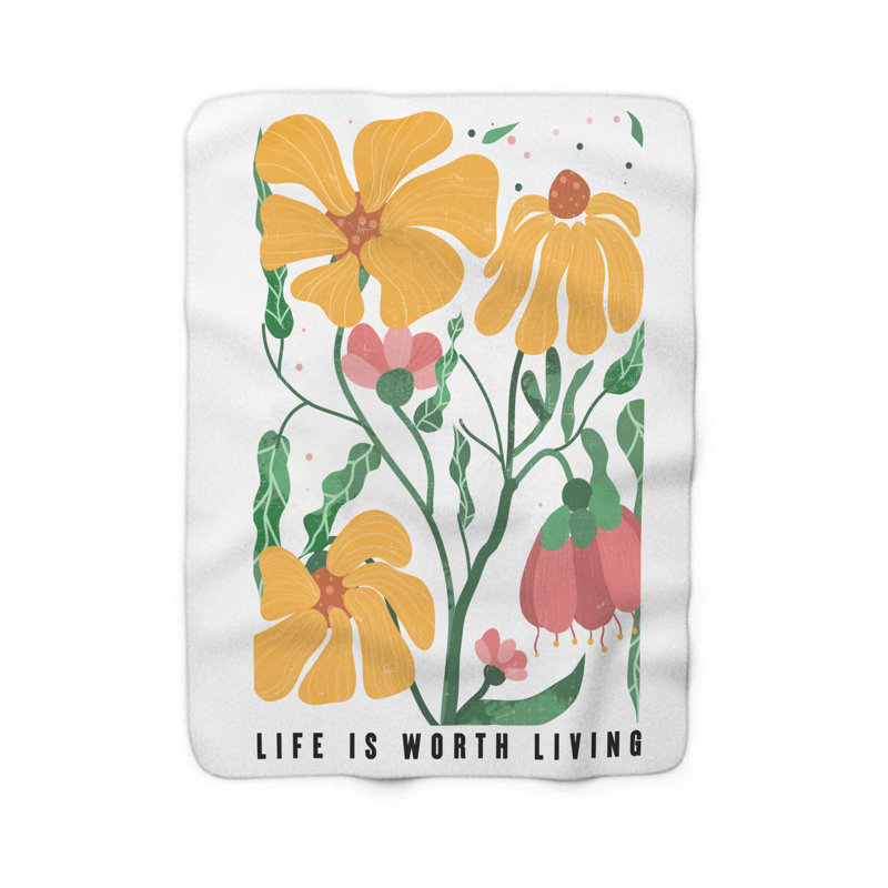  Couverture à motif floral Life Is Worth Living, Lit simple