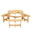 Table de pique-nique extérieure pour 6 personnes avec 3 bancs intégrés et trou pour parasol - Idéale pour jardin, cour ou terrasse - Résistante aux intempéries - Bois naturel robuste - Trou pour plus de détente