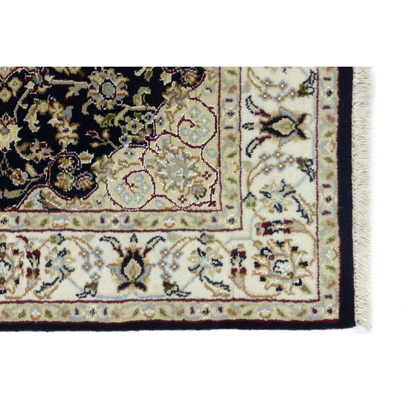 Tapis bleu Marinoii Indo Nain, Carré 3 pi