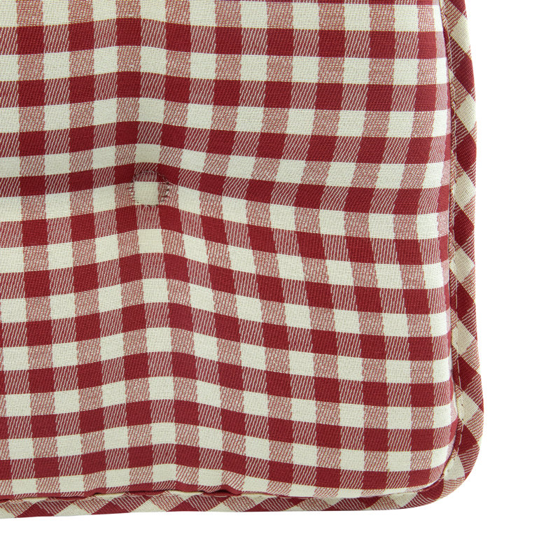 Non-Slip Gingham Dining Room And Kitchen Seat Cushions, 16 X 15 X 2 Inches, Red