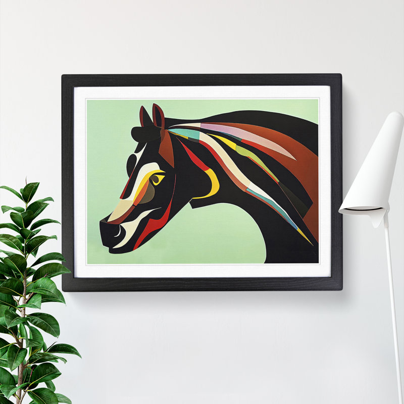 Sensational Horse Abstract - Framed Print, Black , 46cm H x 64cm W x 2cm D