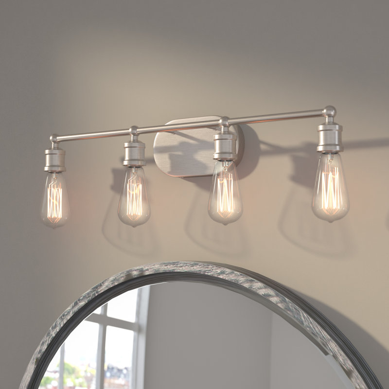 4-Light Dimmable Vanity Light, Brass Nickel
