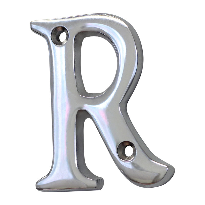 2'' H Brass House Letter, Polished Chrome, R