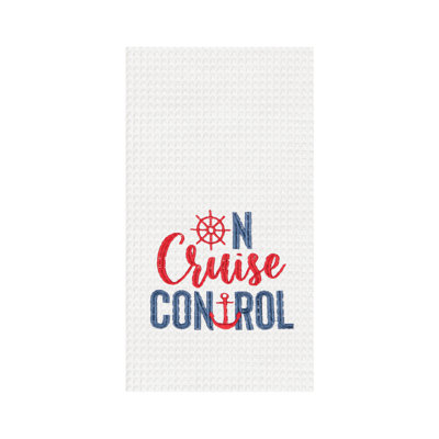 On Cruise Control Embroidered & Waffle Weave Kitchen Dishtowel