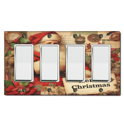 Old Santa Claus Merry Christmas Card Nature Themed 4 - Gang Rocker Standard Wall Plate