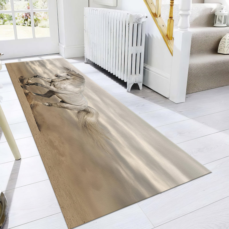 Tapis non tissé à motif mince aux motifs géométriques complexes dans des tons chauds qui attire le regard, idéal pour rehausser l'esthétique de tout espace intérieur